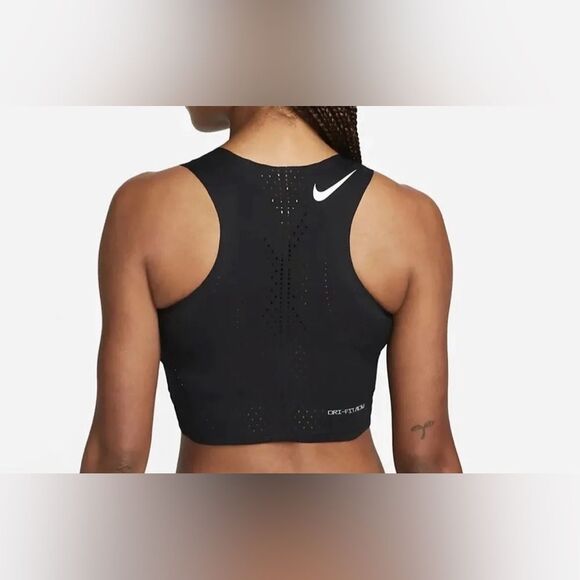 Nike Dri-FIT ADV AeroSwift Women's Running Crop Top DM8728 Black Size XL - Picture 3 of 4